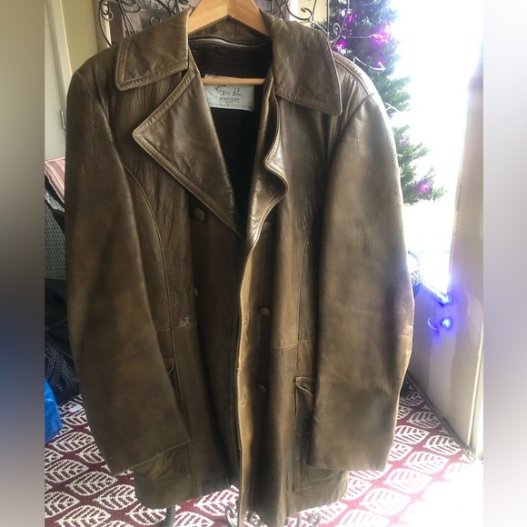 THE OLD MILL Vintage Leather Wool removable Lining Coat Jacket - Picture 2 of 11